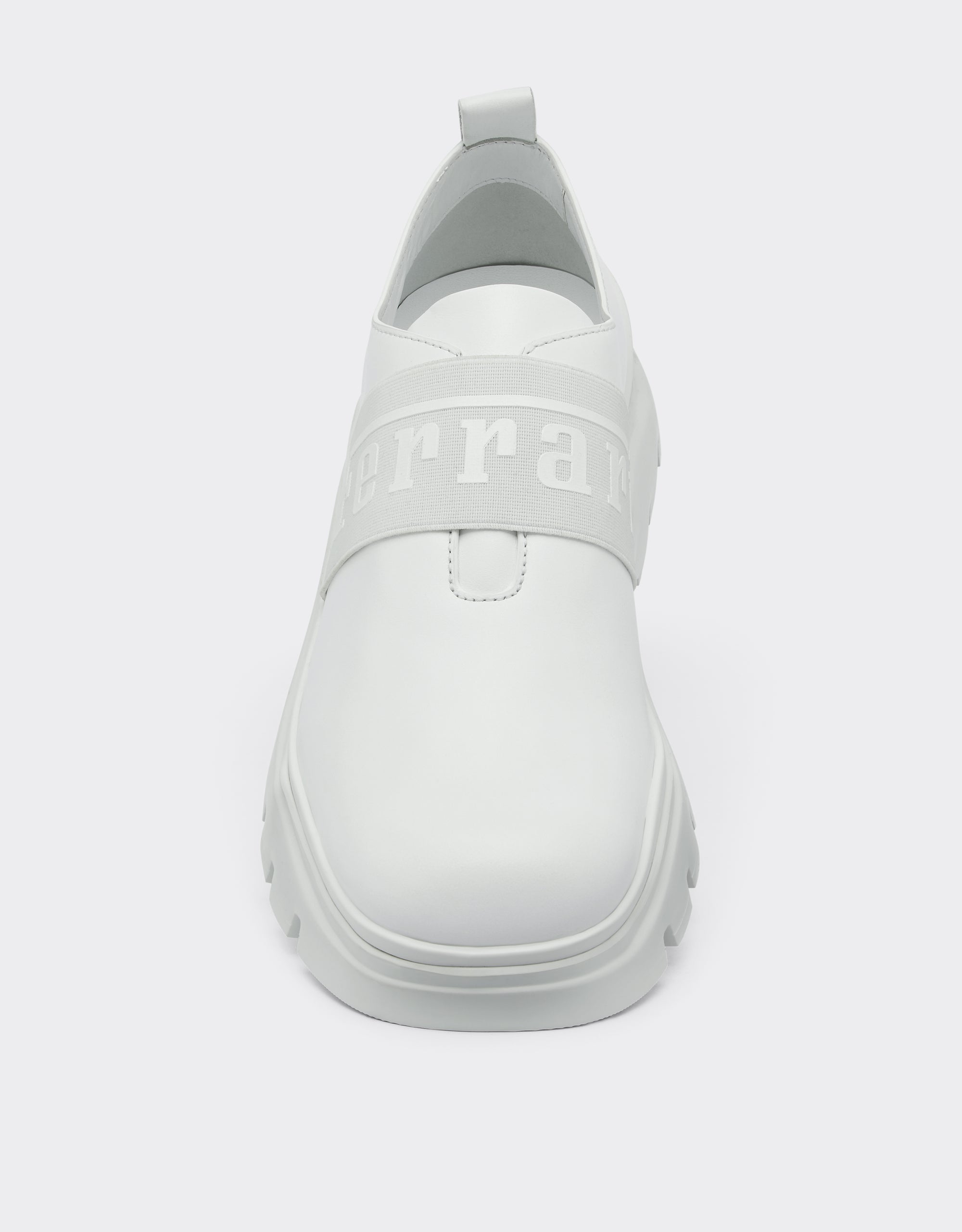 Sneakers avec ruban Ferrari en cuir - Bianco