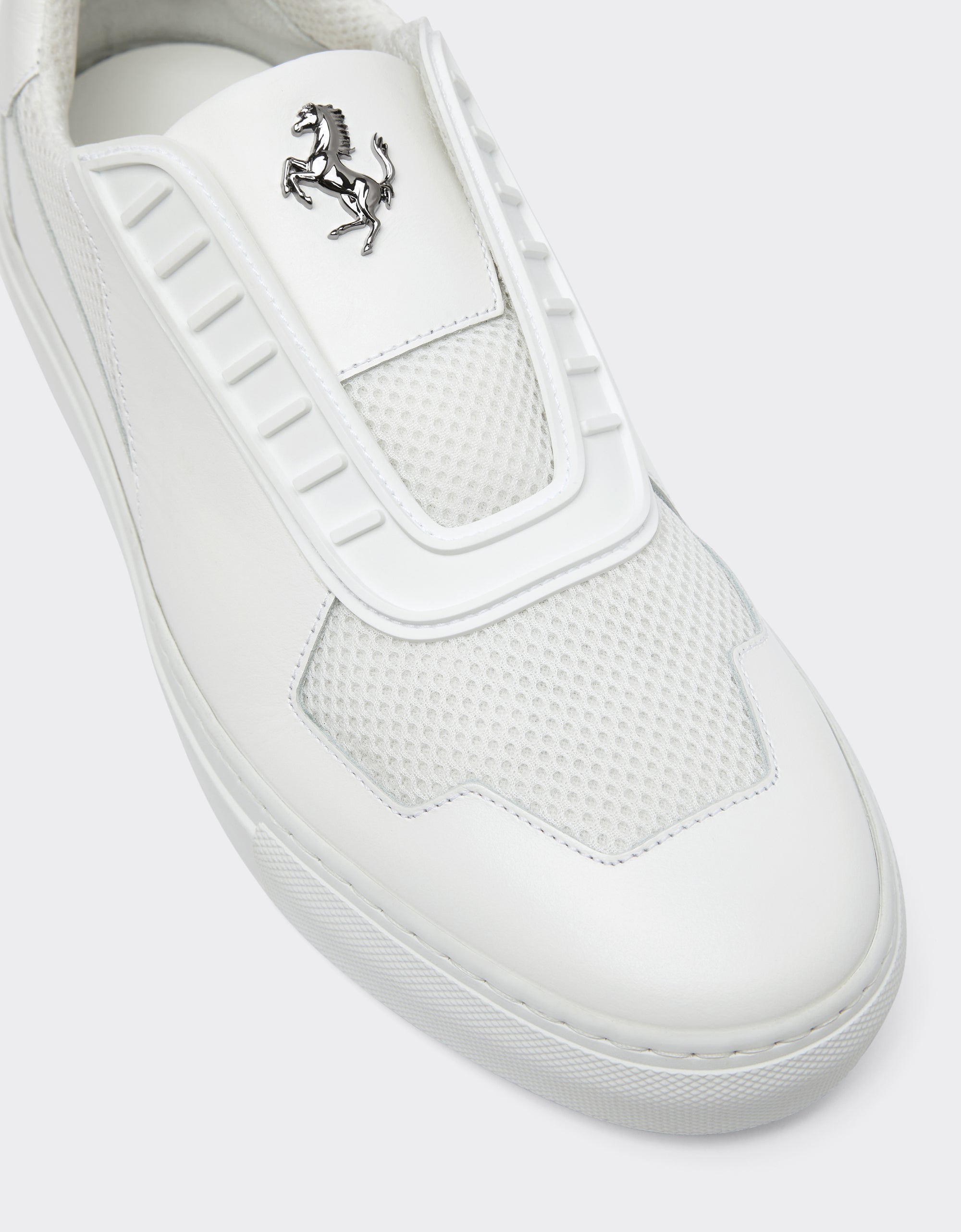 Sneakers avec Cheval cabré en cuir - Bianco