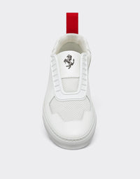 Sneakers avec Cheval cabré en cuir - Bianco