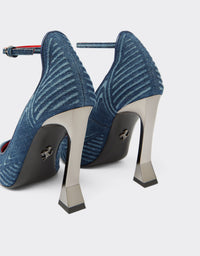 Escarpins avec bride en denim - Light Denim