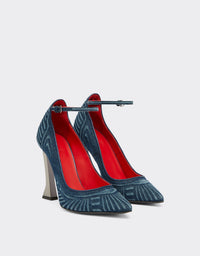 Escarpins avec bride en denim - Light Denim