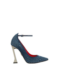 Escarpins avec bride en denim - Light Denim
