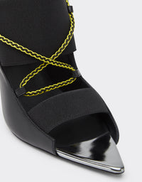 Sandales à talon avec lacets croisés en cuir - Nero