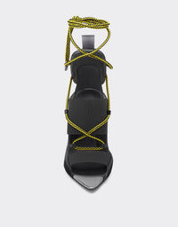 Sandales à talon avec lacets croisés en cuir - Nero