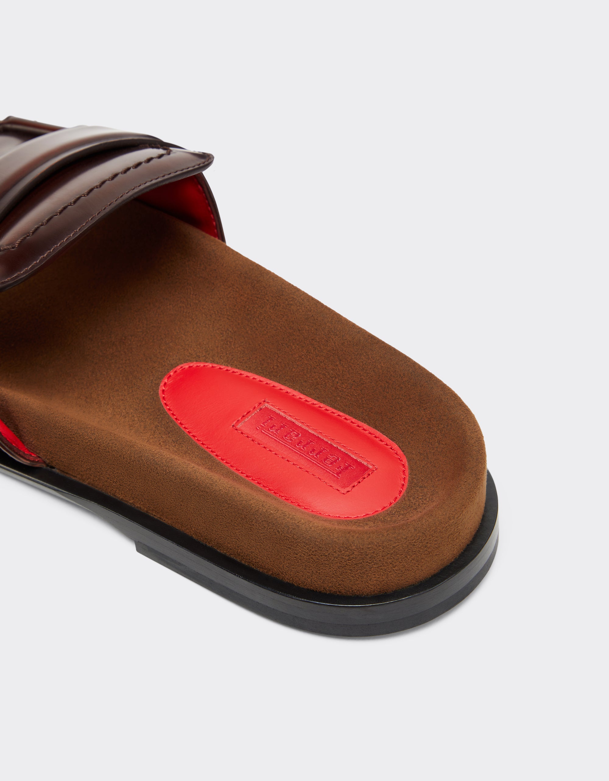 Sandales esprit mocassins en cuir brossé - Marrone