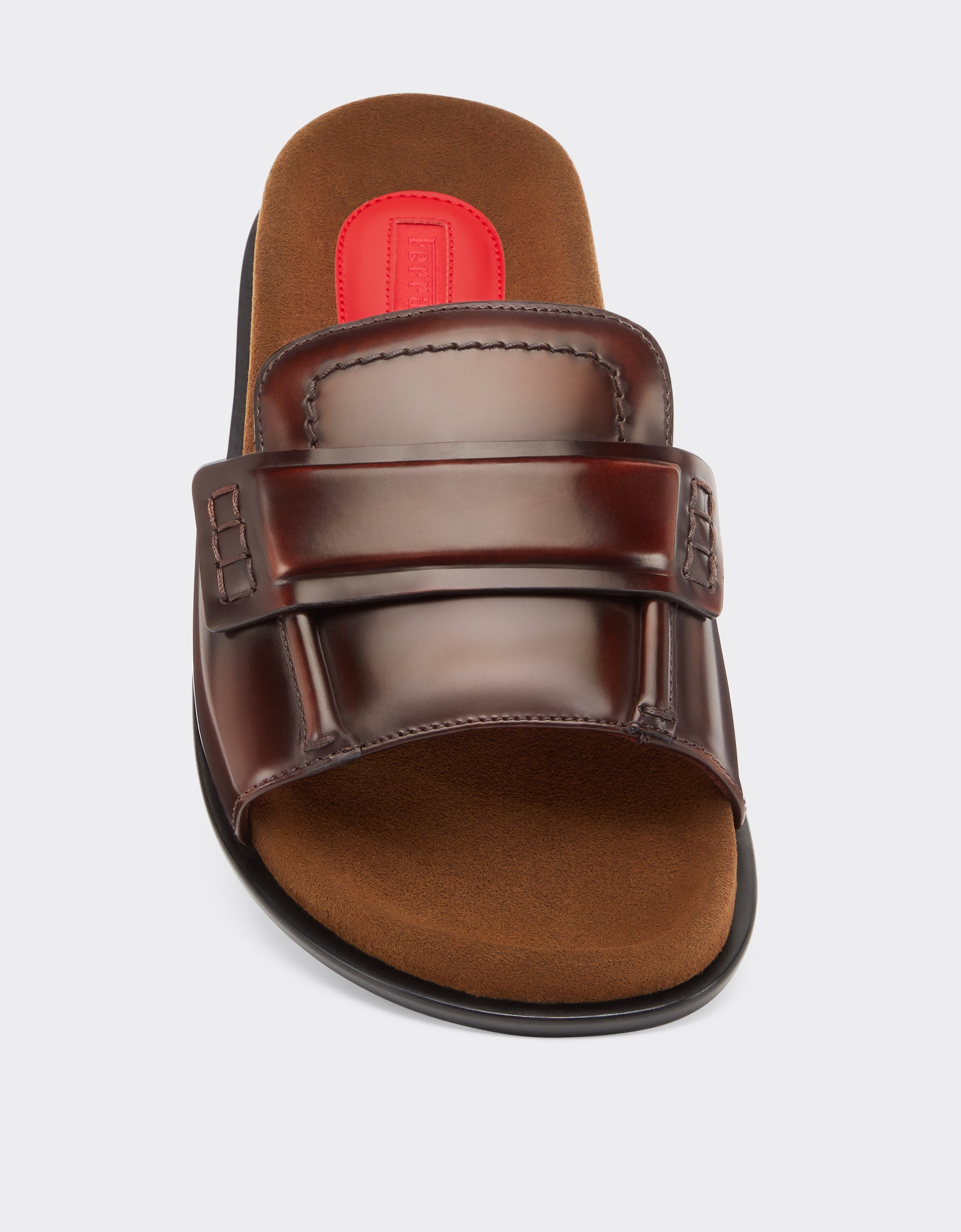 Sandales esprit mocassins en cuir brossé - Marrone