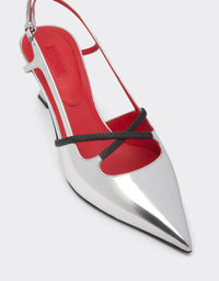 Escarpins avec bride effet miroir en cuir - Silver