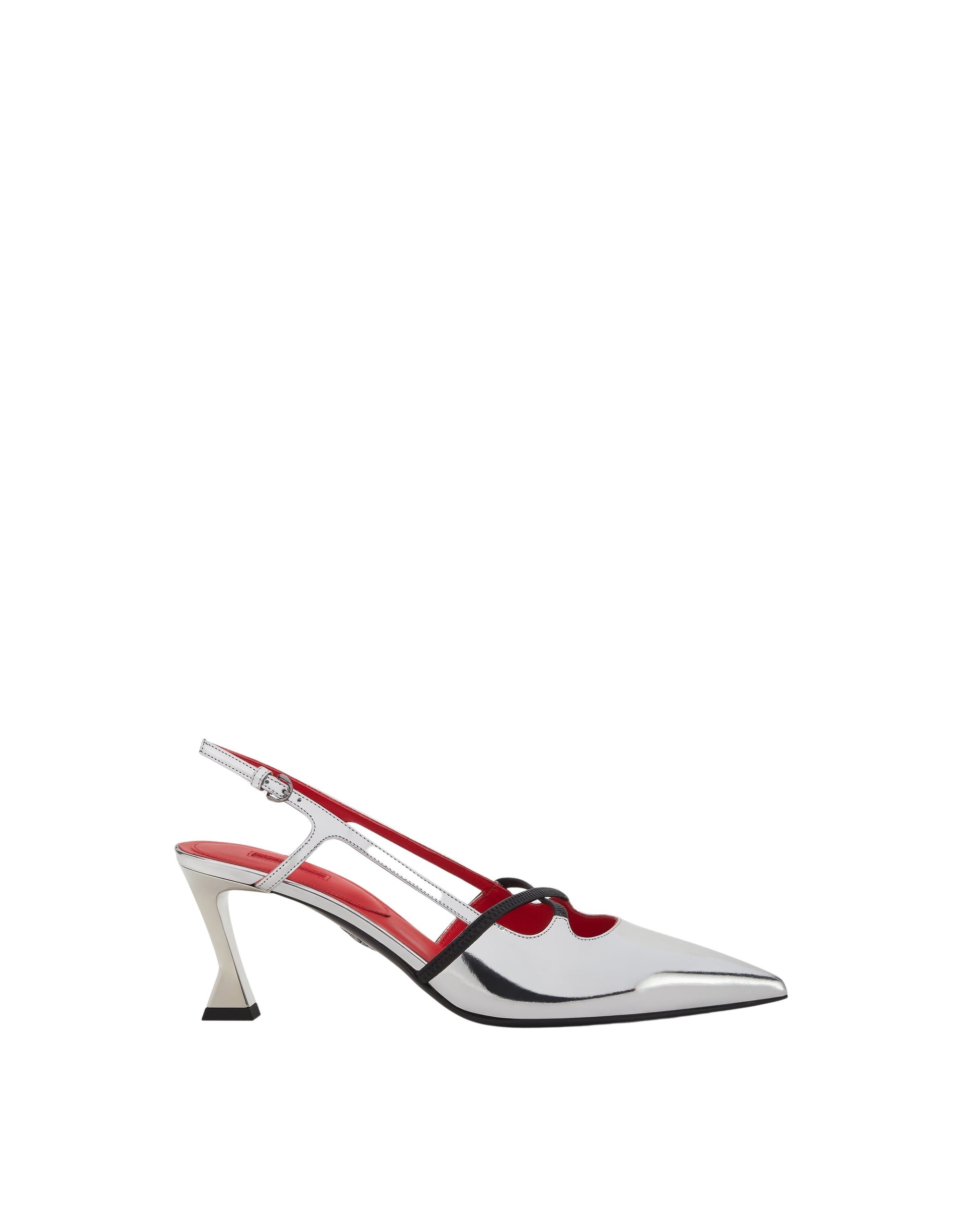 Escarpins avec bride effet miroir en cuir - Silver