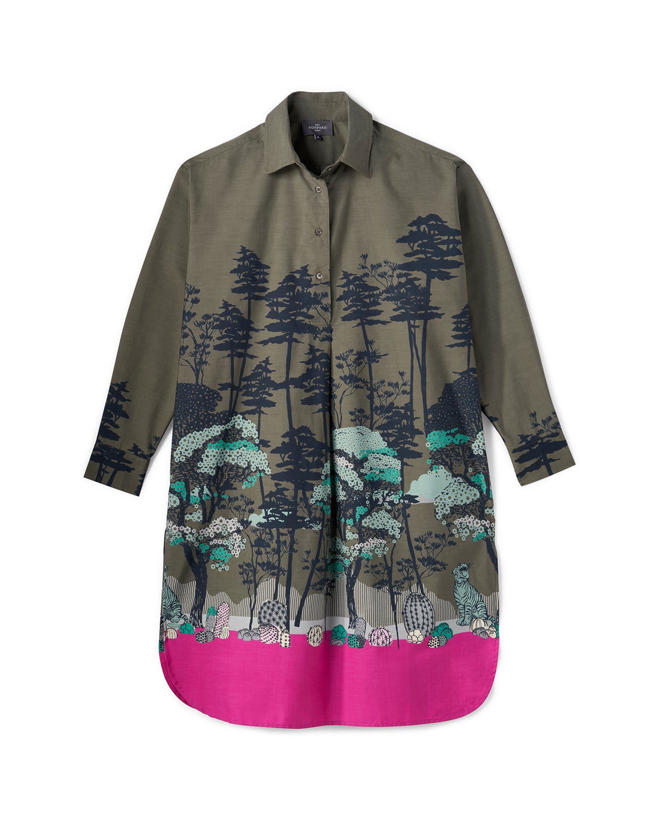 Robe Chemise Imprimée - Kaki Ombre