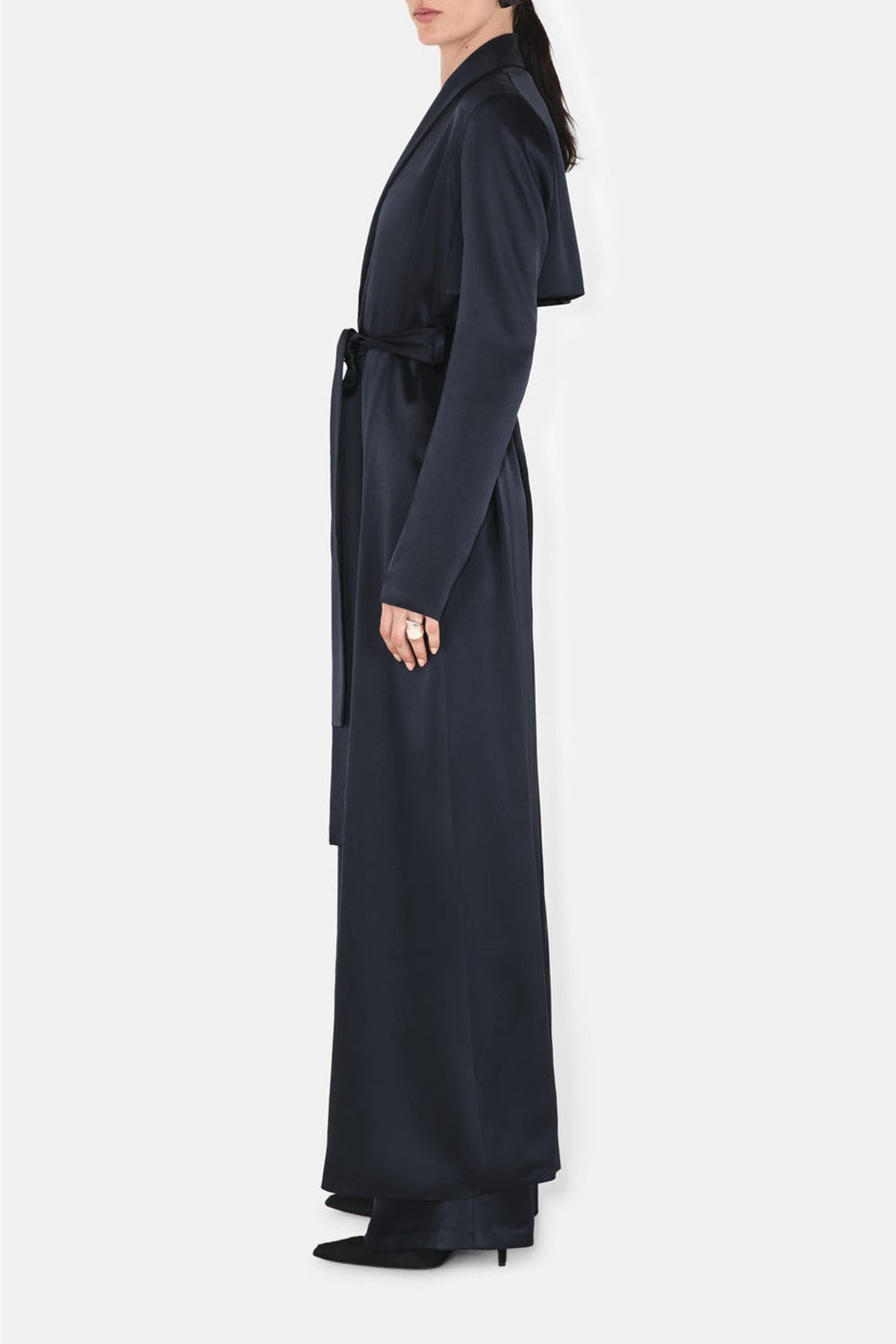 Satin Trench Coat - Midnight