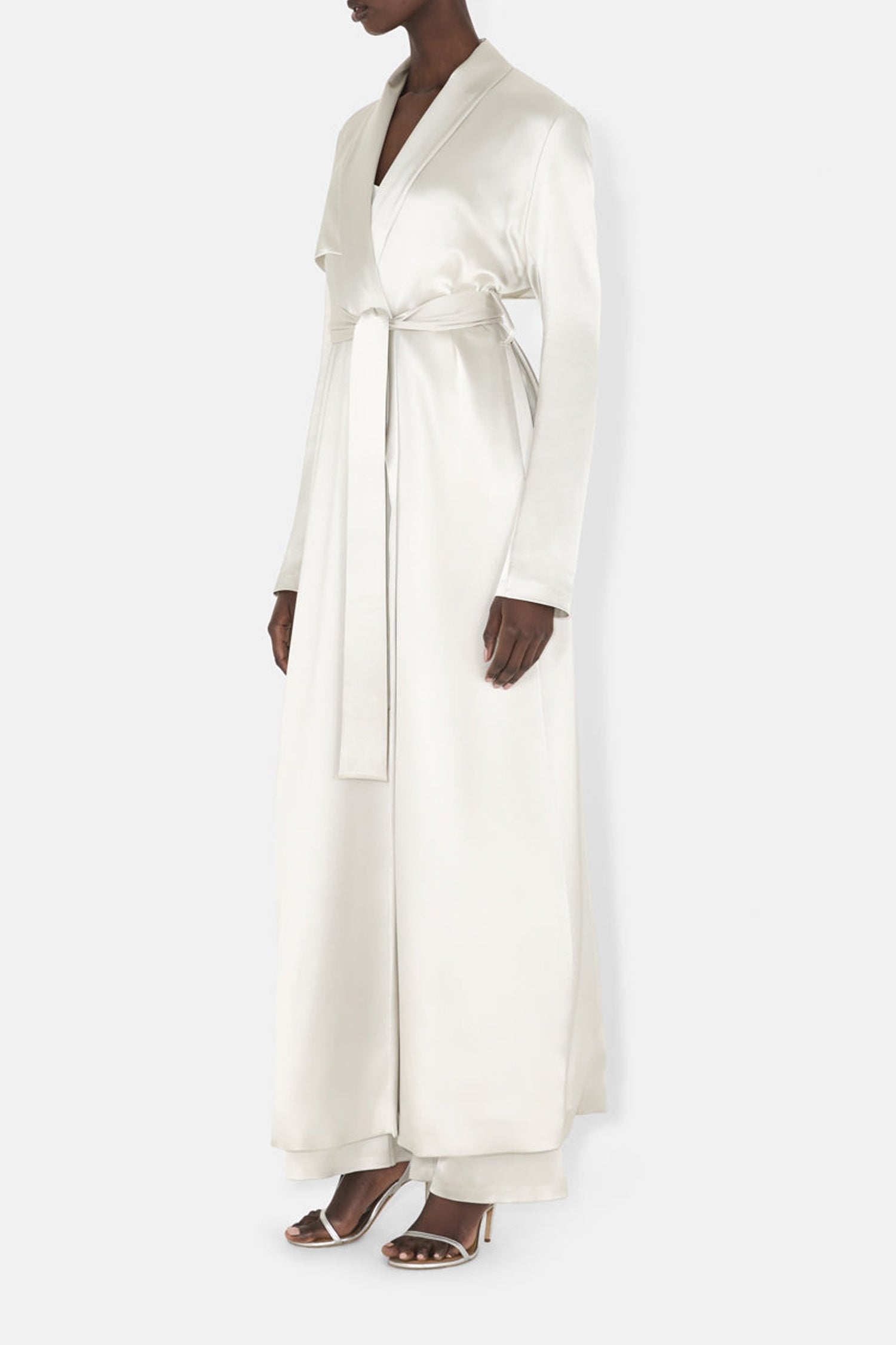 Satin trench coat - Platinum