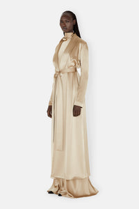 Satin Trench Coat - Sand