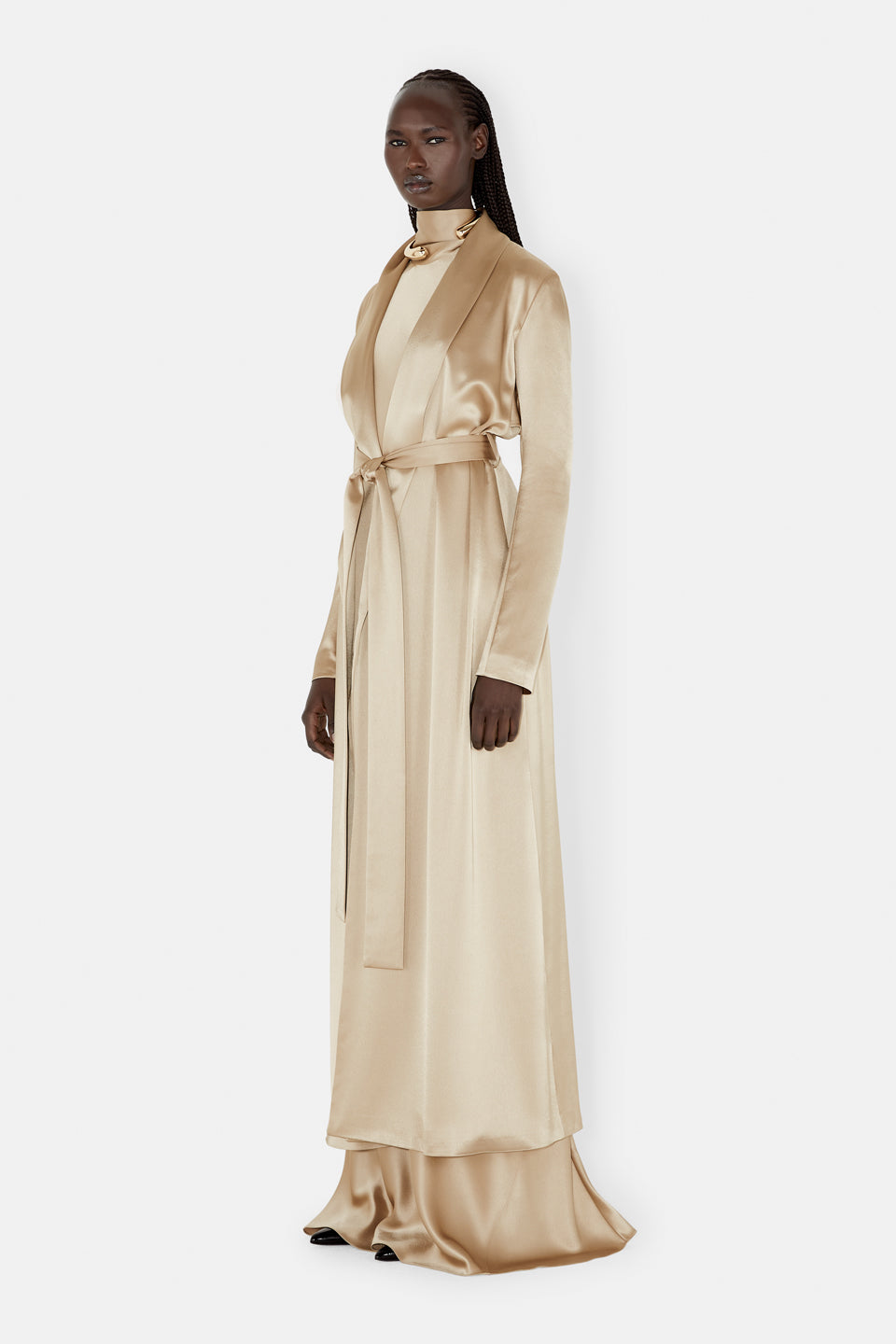 Satin Trench Coat - Sand