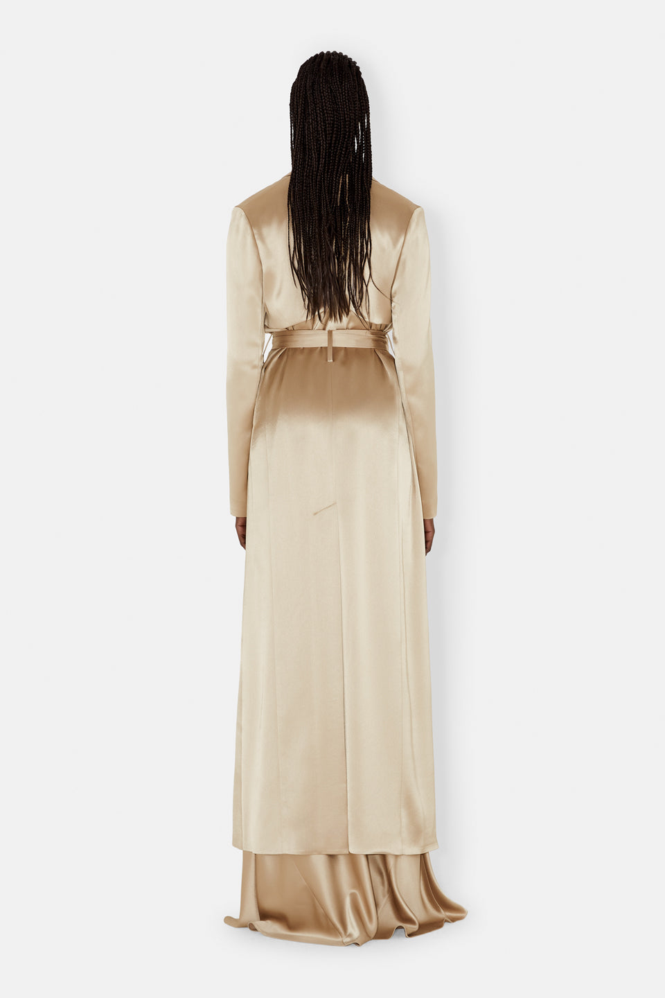 Satin Trench Coat - Sand
