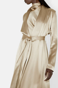 Satin Trench Coat - Sand