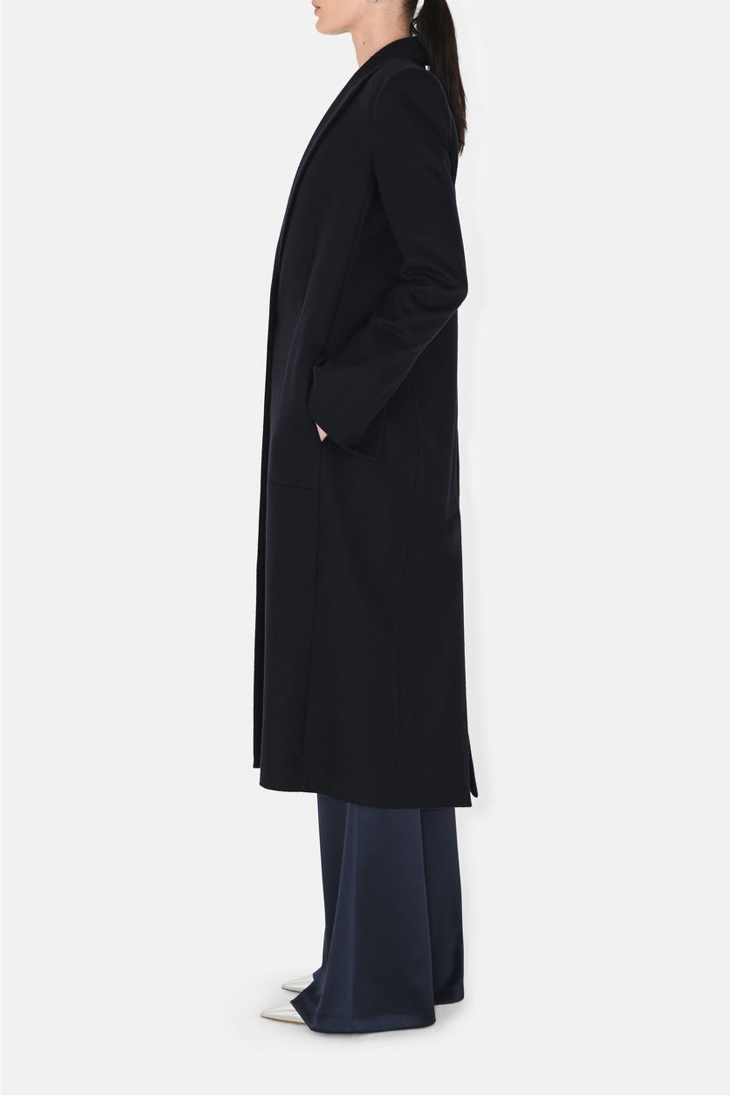 Manteau Boyfriend court en laine - Midnight