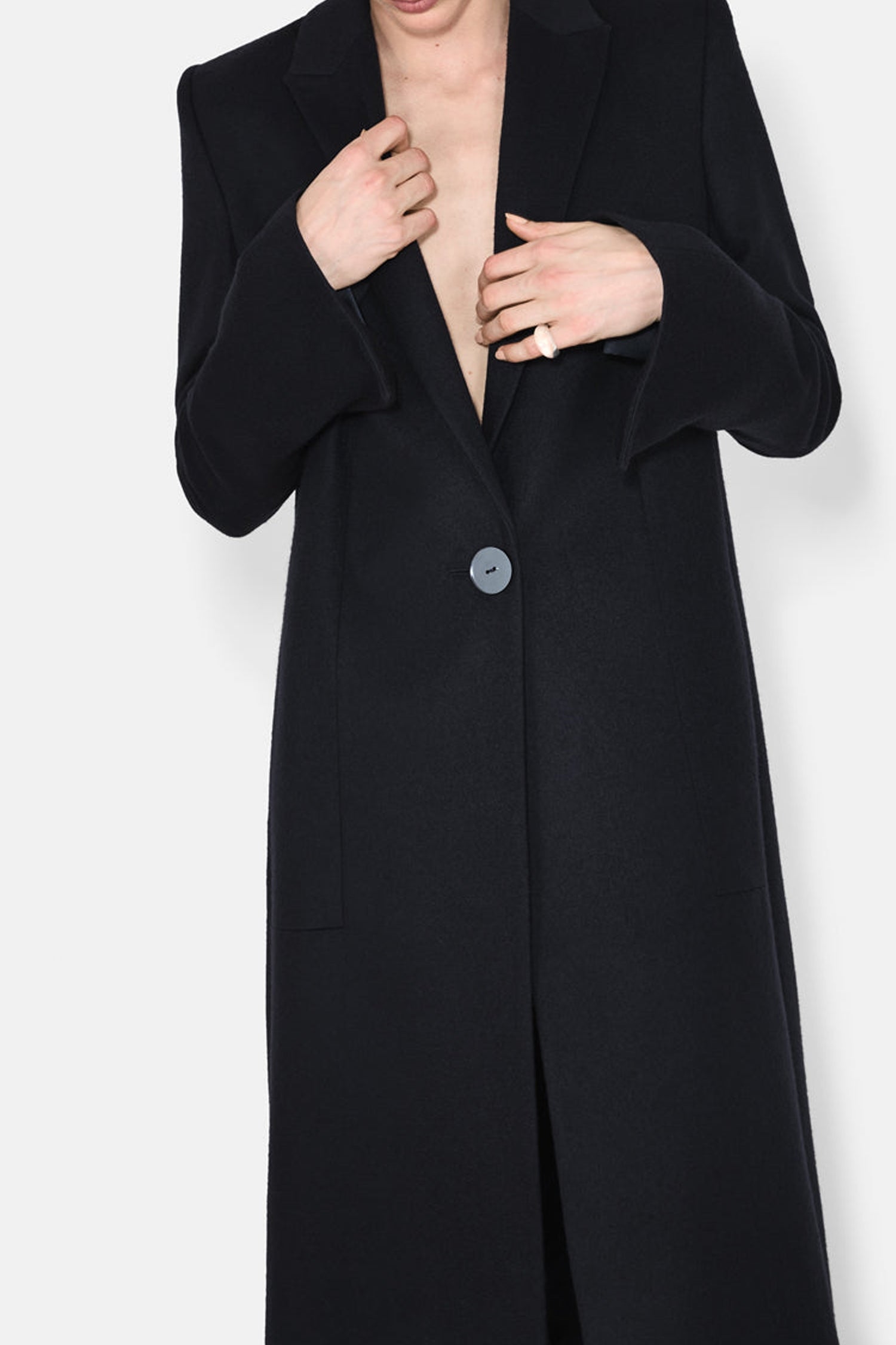Manteau Boyfriend court en laine - Midnight