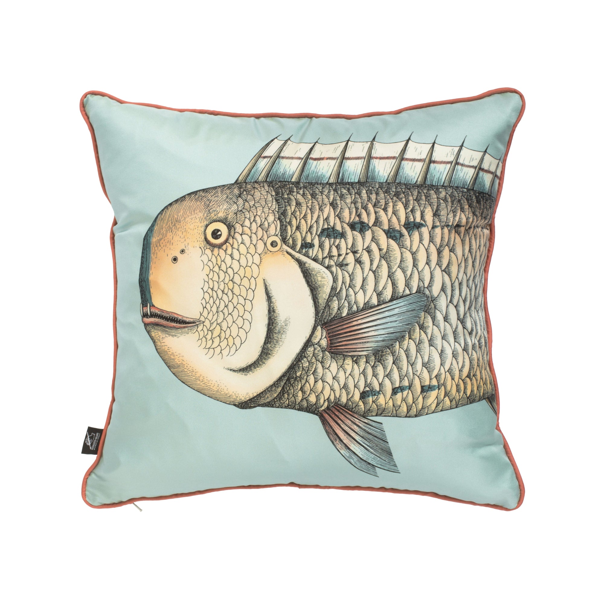 Set of 2 Grande Pesce silk cushions - Blue