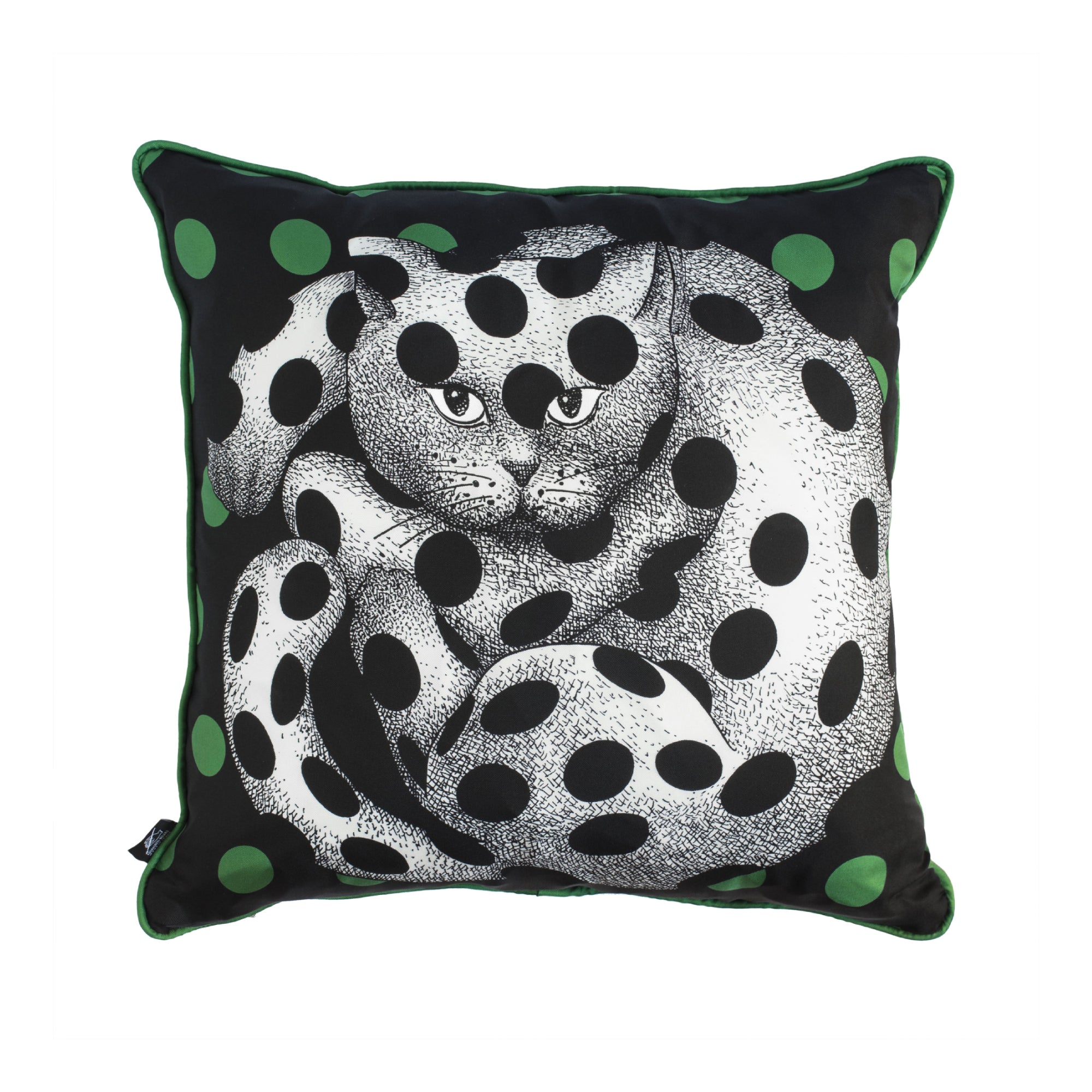 Silk cushion - Black & Green