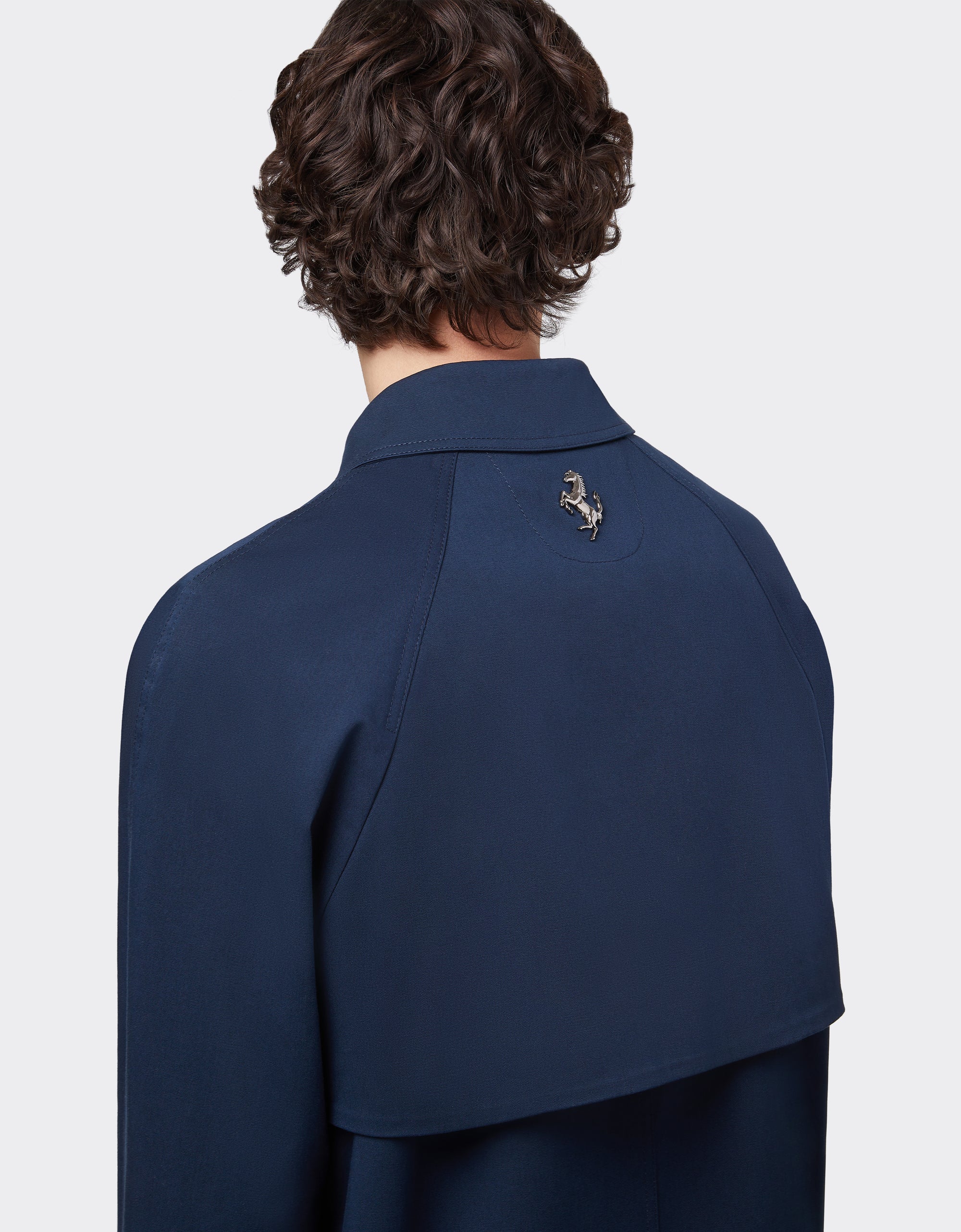 Straight coat with bib - Navy Blu