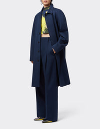 Straight coat with bib - Navy Blu