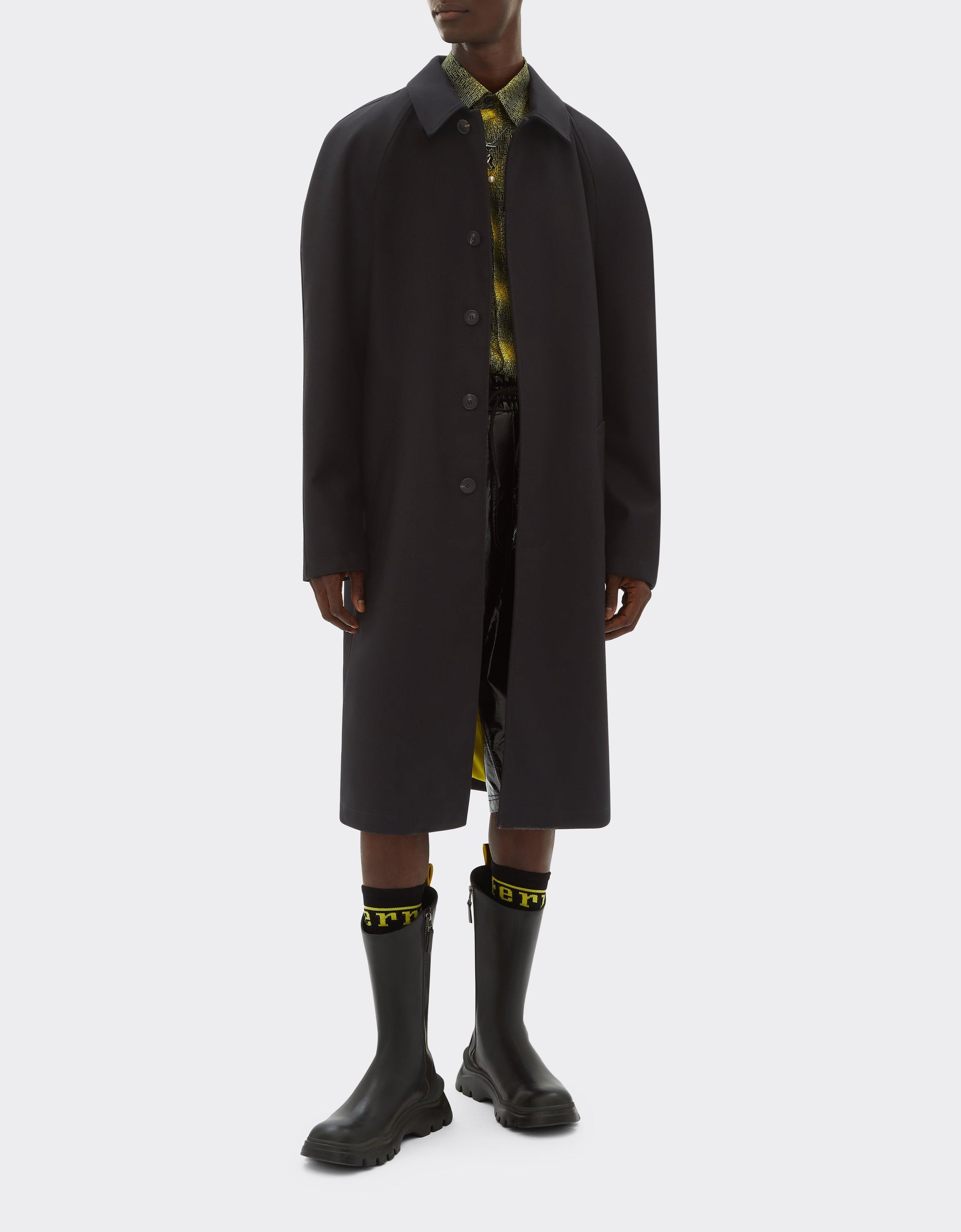 Veste imperméable mi-longue en laine - Nero