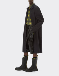 Veste imperméable mi-longue en laine - Nero