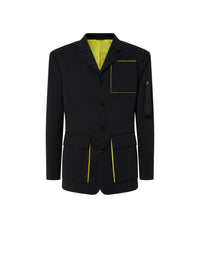 Blazer droit en laine mélangée - Nero