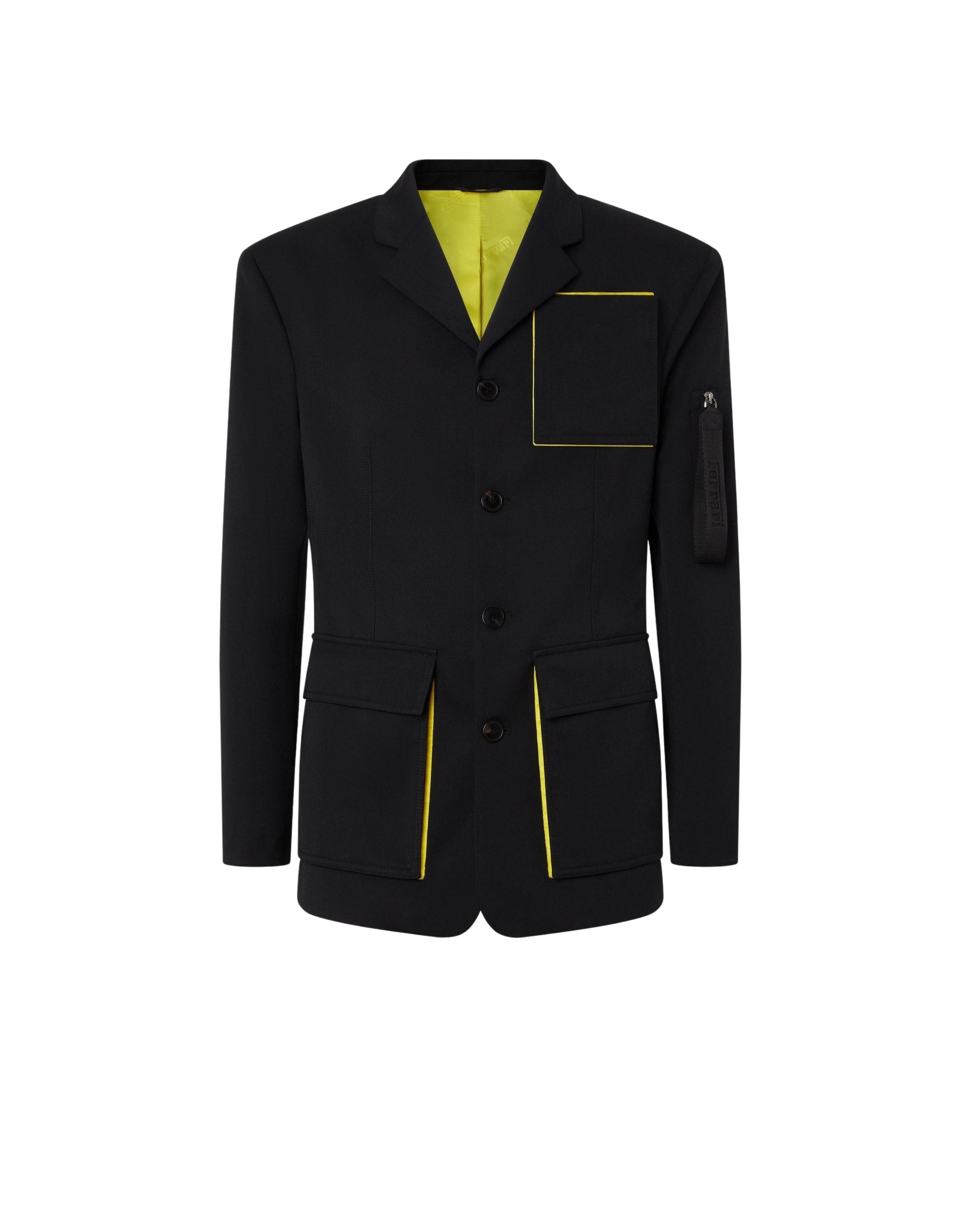 Blazer droit en laine mélangée - Nero