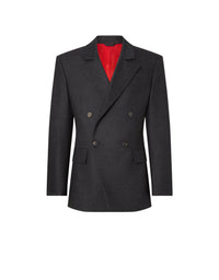 Fitted wool blazer - Grigio Melange Scuro
