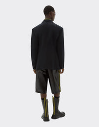 Blazer droit en laine mélangée - Nero