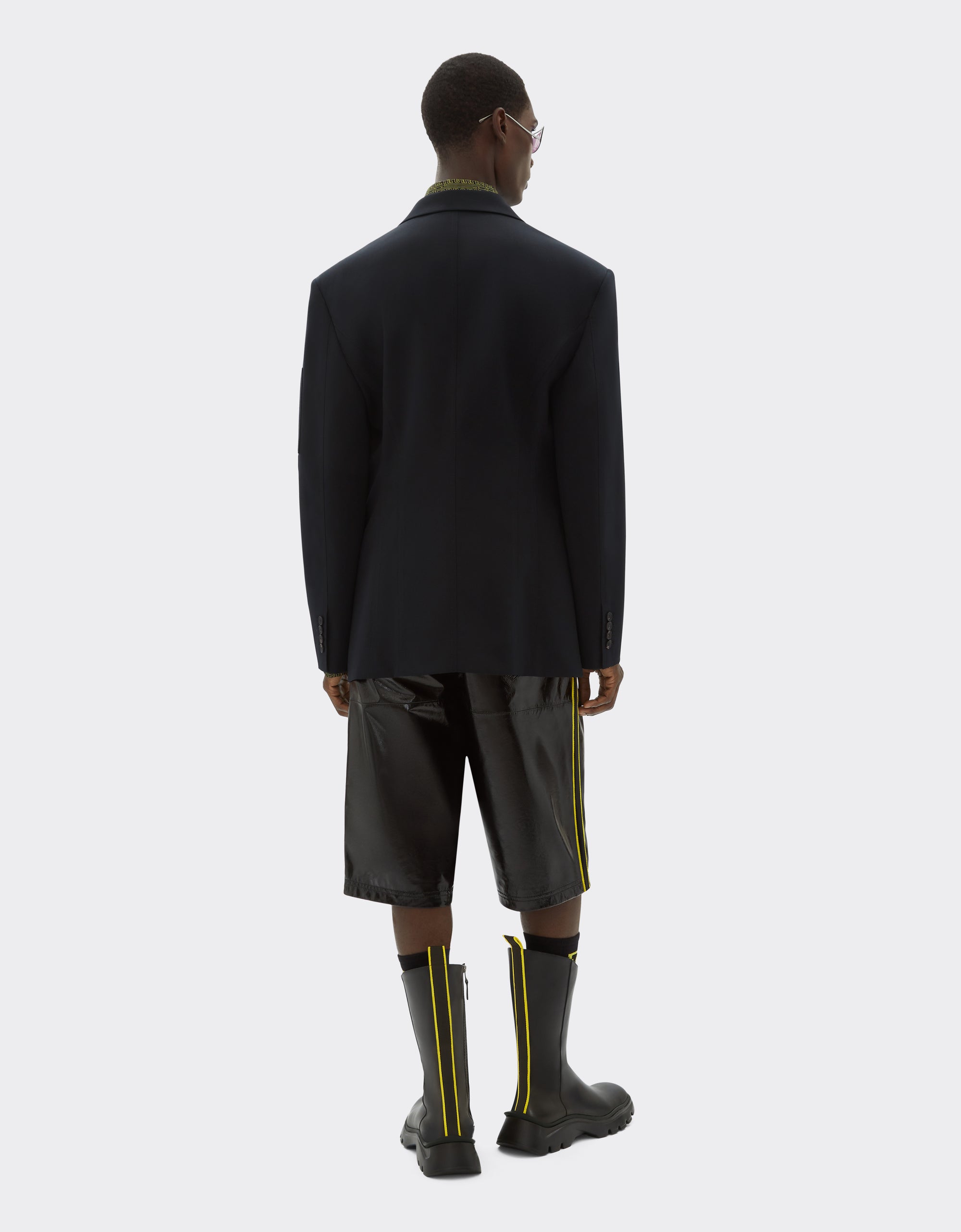 Blazer droit en laine mélangée - Nero