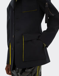 Blazer droit en laine mélangée - Nero