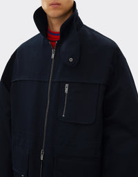Veste col montant maxi poches - Navy Blu