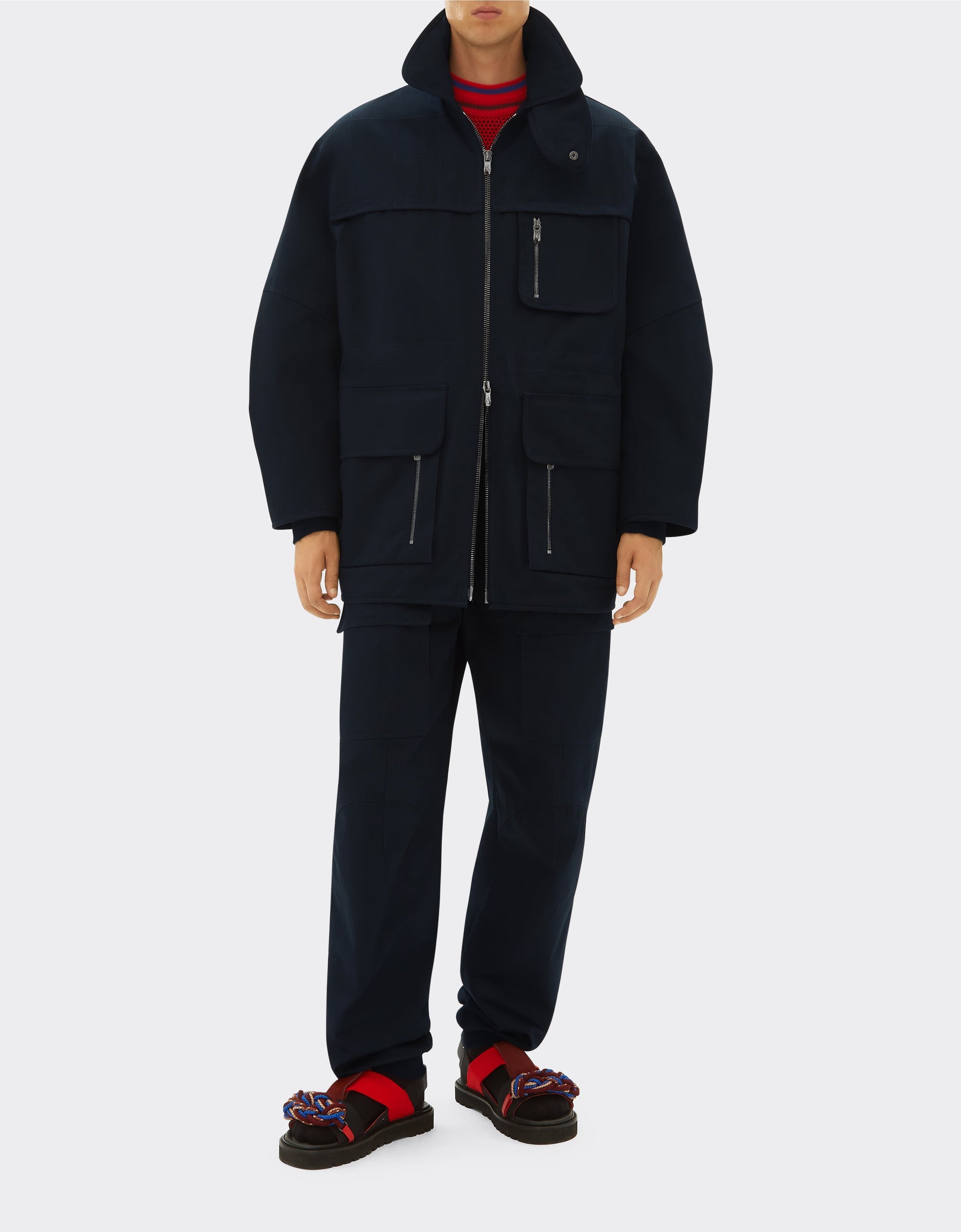 Veste col montant maxi poches - Navy Blu