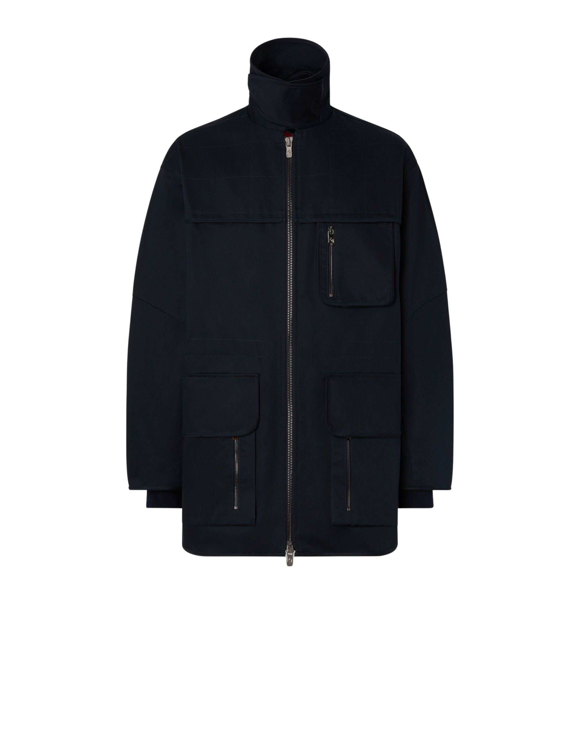 Veste col montant maxi poches - Navy Blu