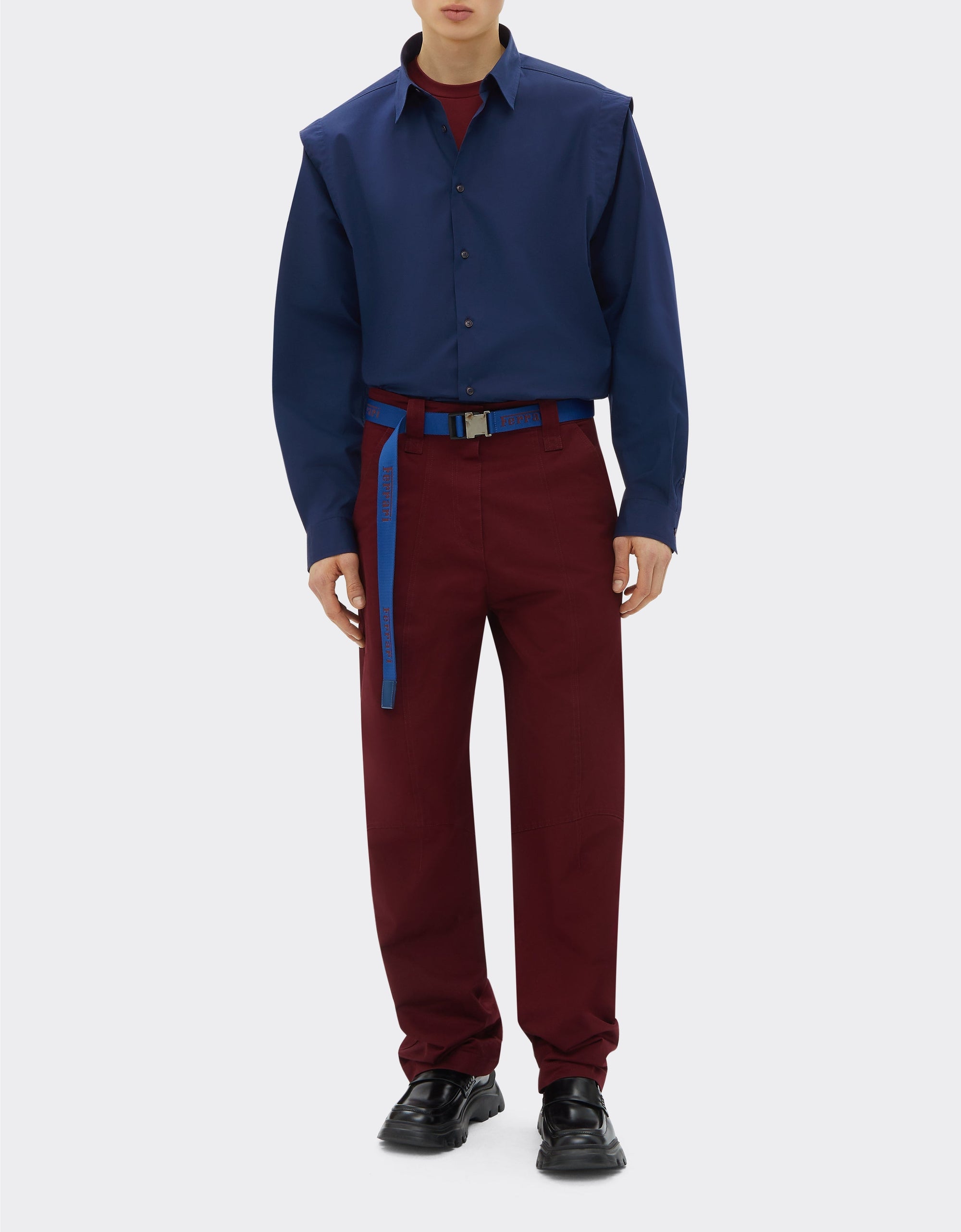 Chemise à manches longues avec bande au dos - Navy Blu