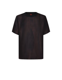 T-shirt avec imprimé brossé en soie - Marrone Scuro