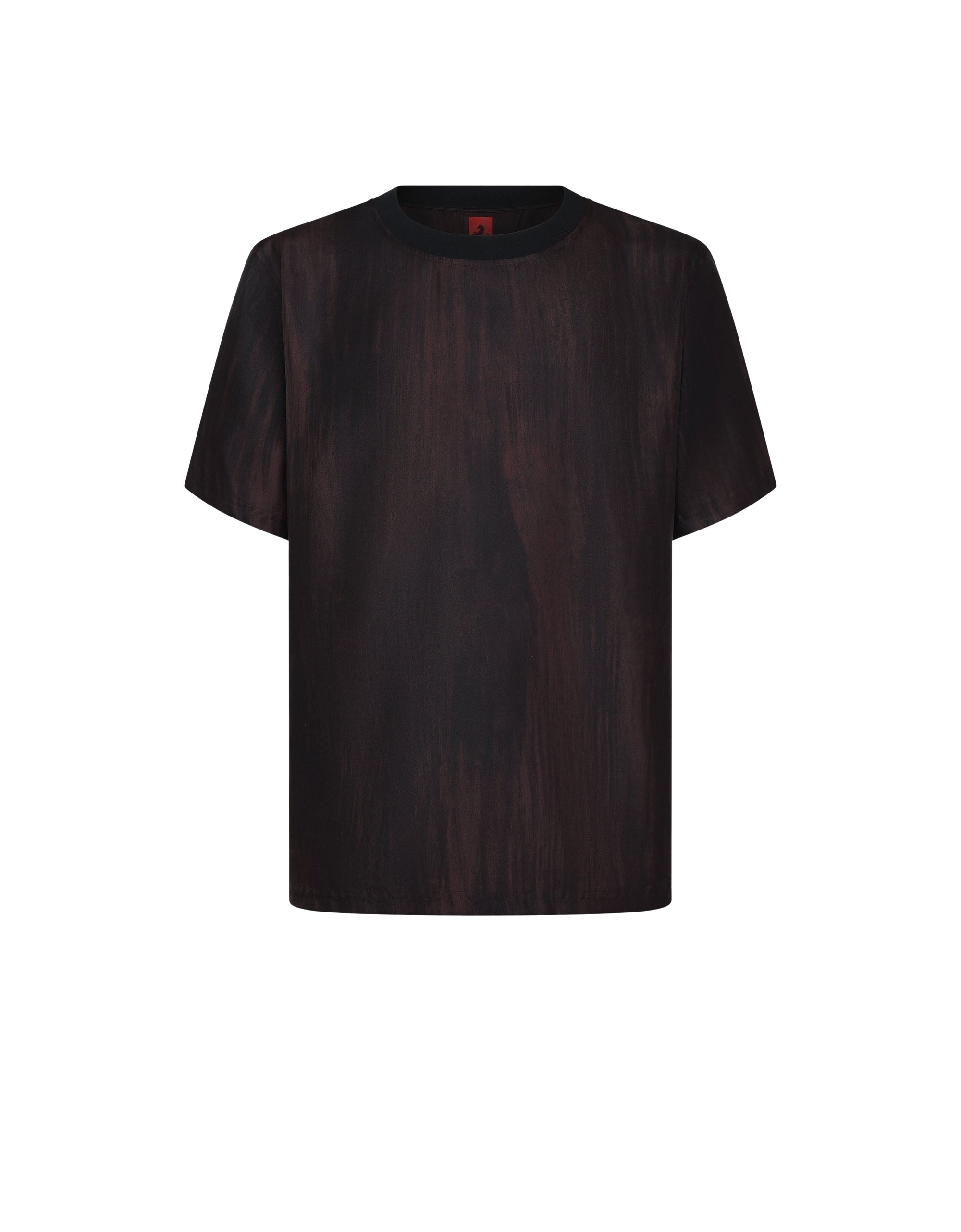 T-shirt avec imprimé brossé en soie - Marrone Scuro