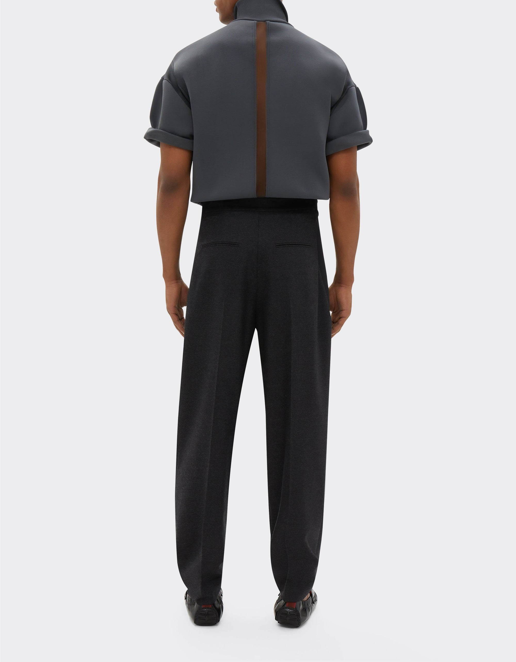 Pantalon chino en laine - Grigio Melange Scuro