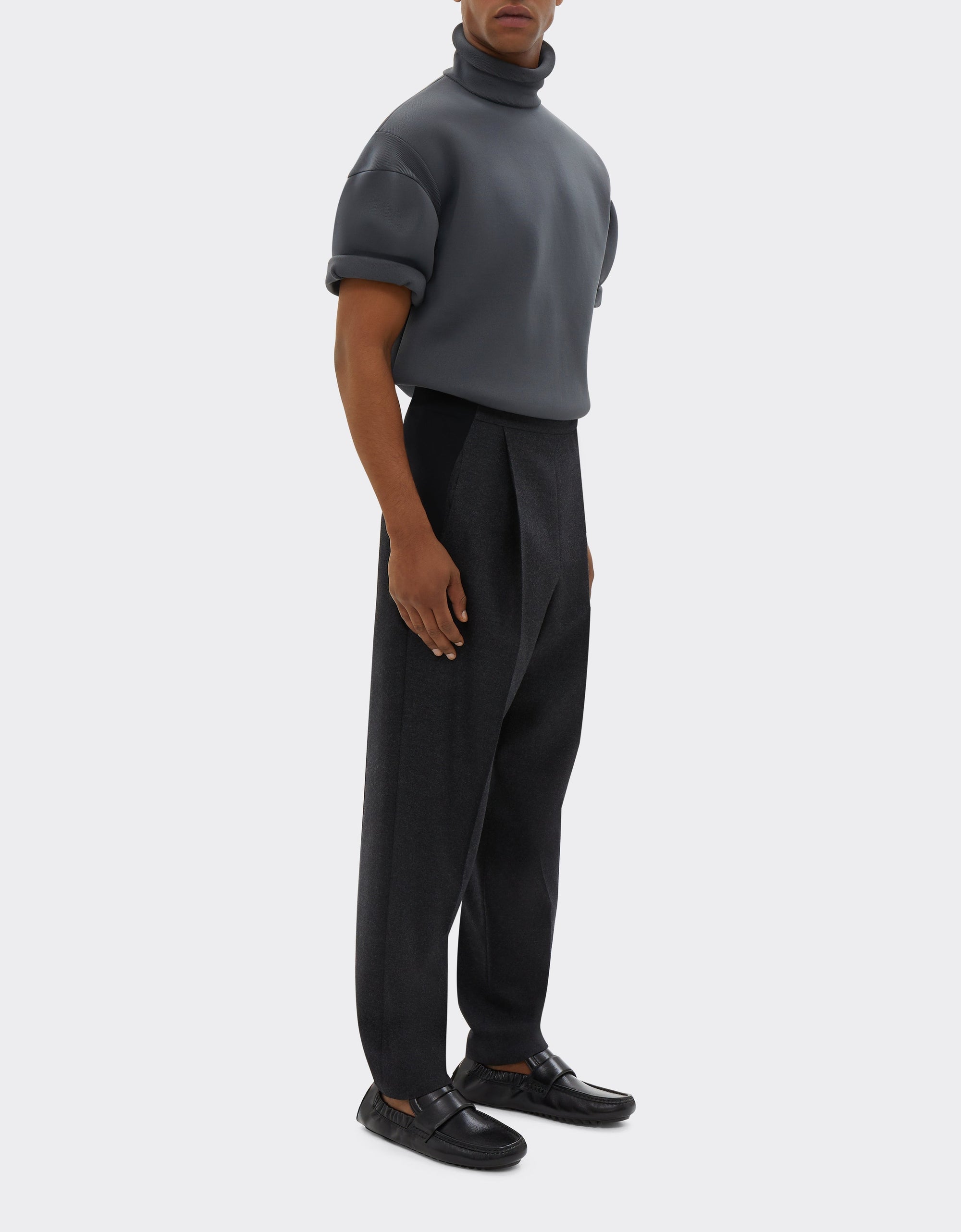 Pantalon chino en laine - Grigio Melange Scuro