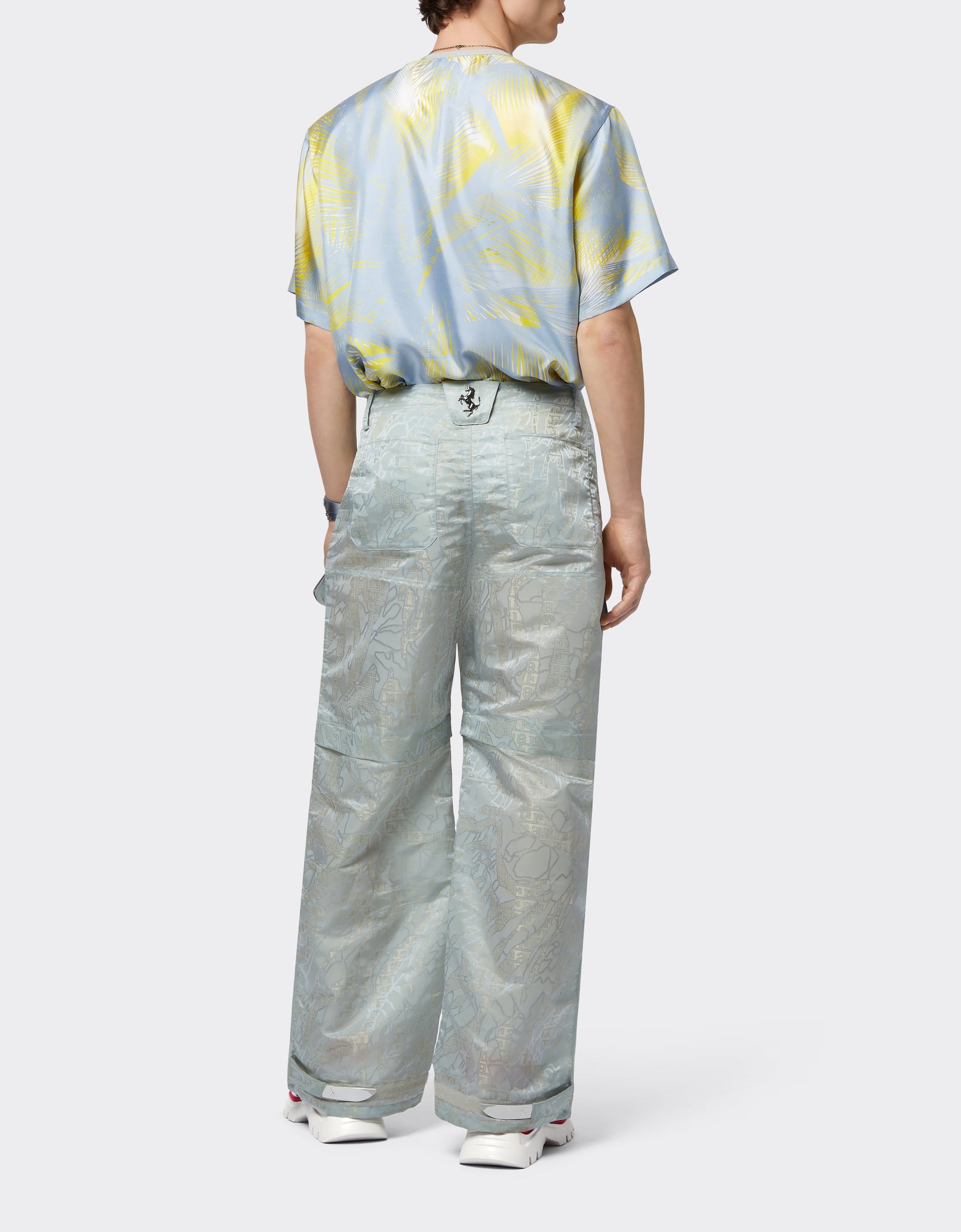 Pantalon cargo motif jacquard - Azzurro