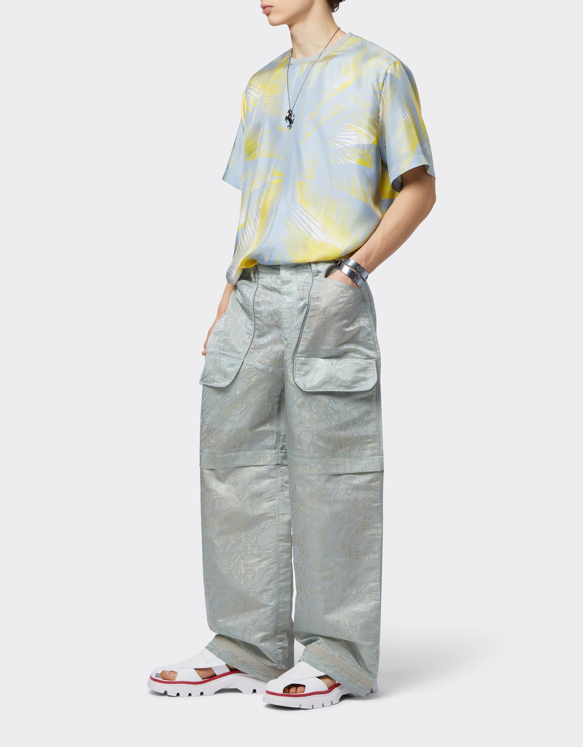 Pantalon cargo motif jacquard - Azzurro