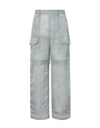 Pantalon cargo motif jacquard - Azzurro