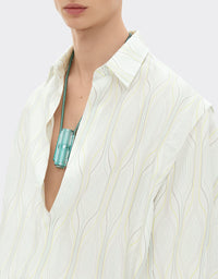Chemise unisexe à manches longues Miami Collection en soie - Bianco