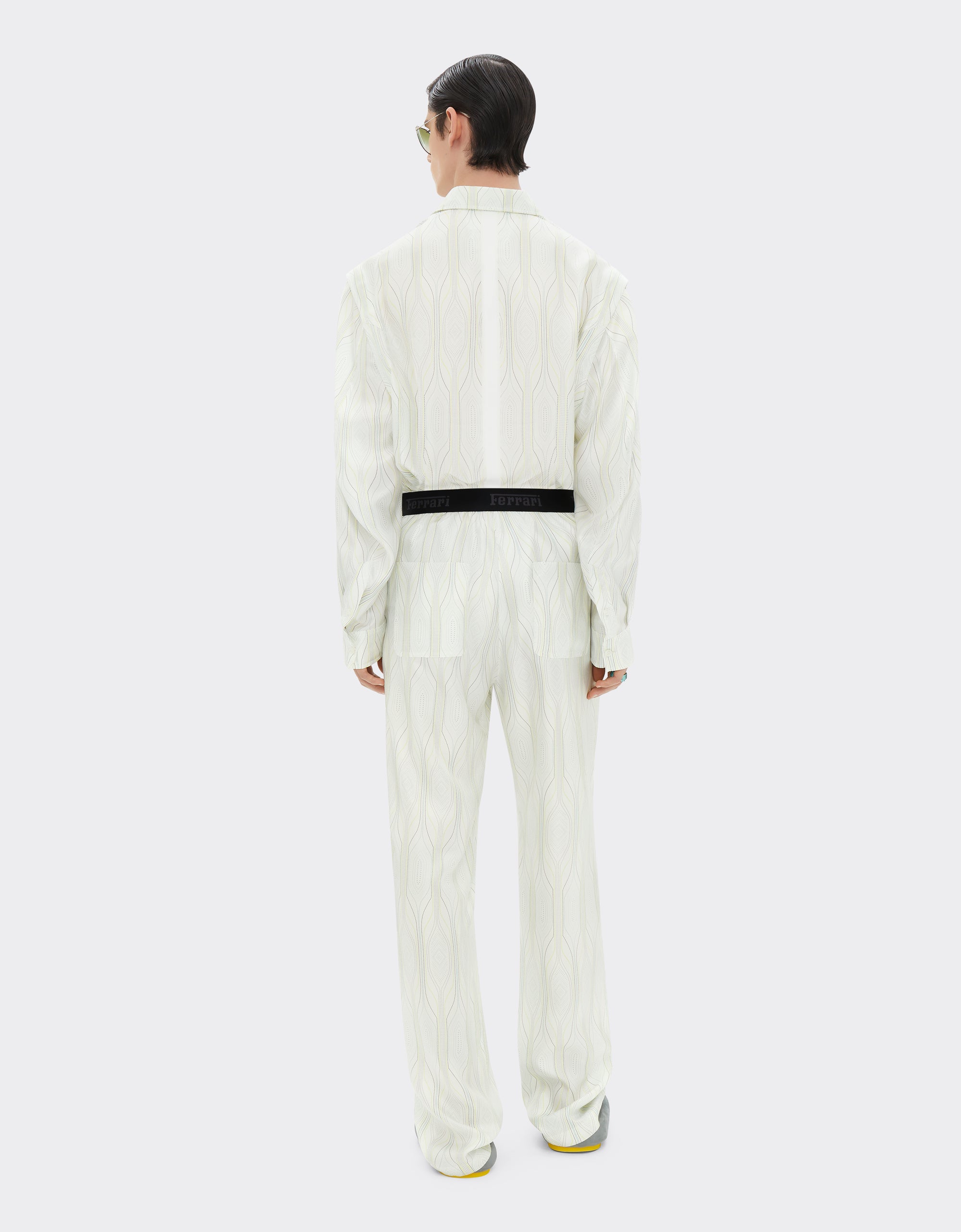 Chemise unisexe à manches longues Miami Collection en soie - Bianco