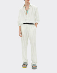 Chemise unisexe à manches longues Miami Collection en soie - Bianco