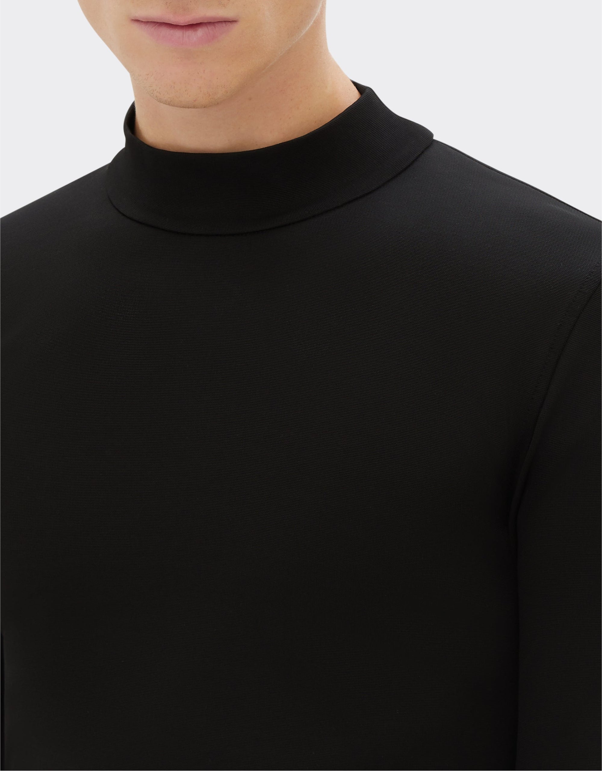 T-shirt unisexe à manches longues col montant - Nero