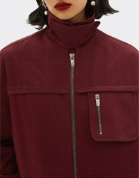 Veste col montant maxi poches - Bordeaux