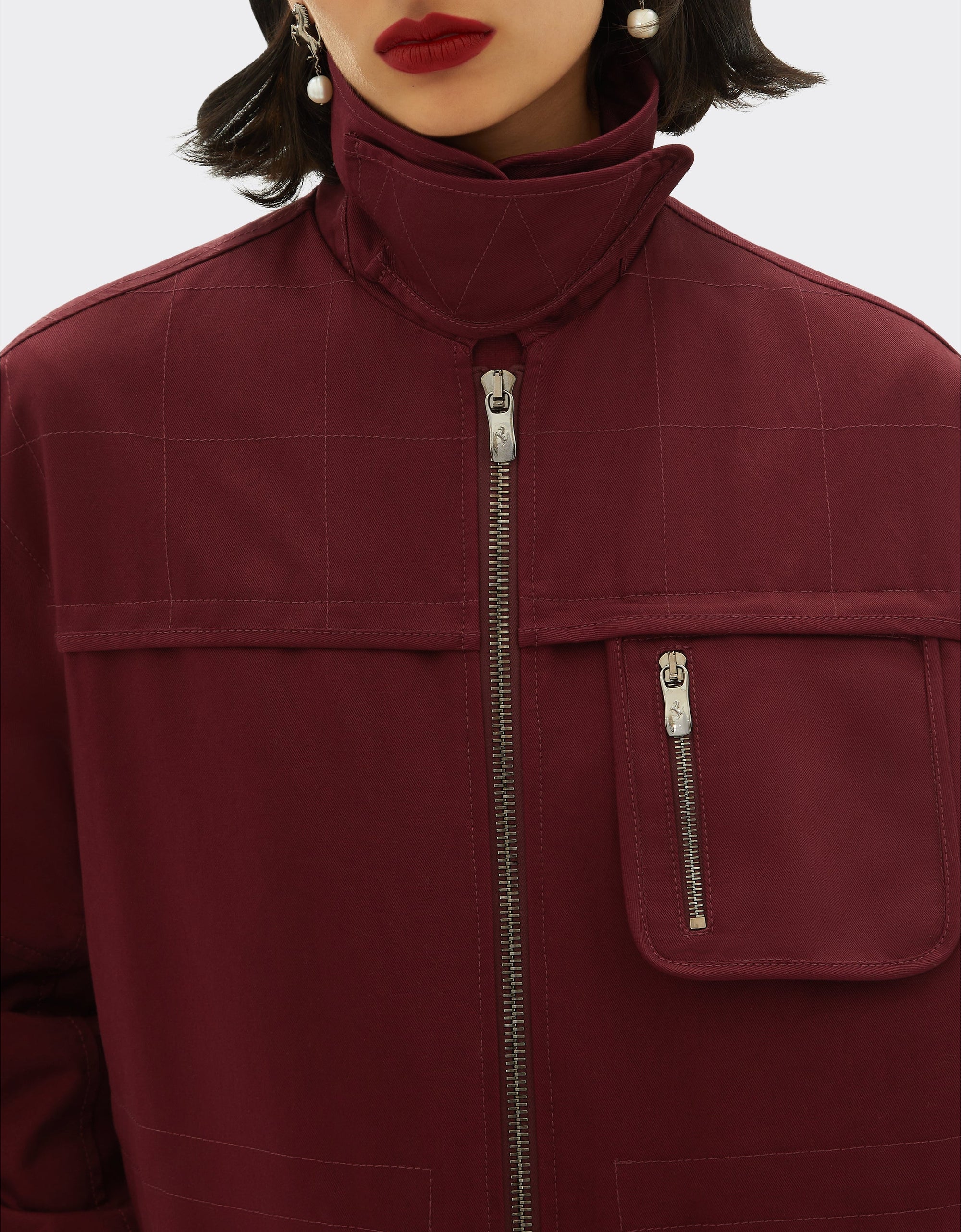 Veste col montant maxi poches - Bordeaux